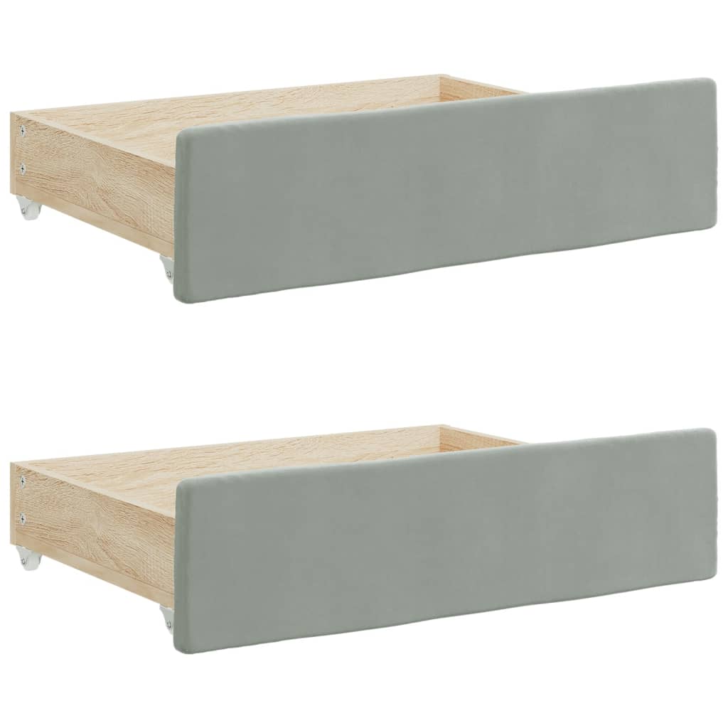 Tagesbett Ausziehbar mit Schubladen Hellgrau 100x190 cm Samt