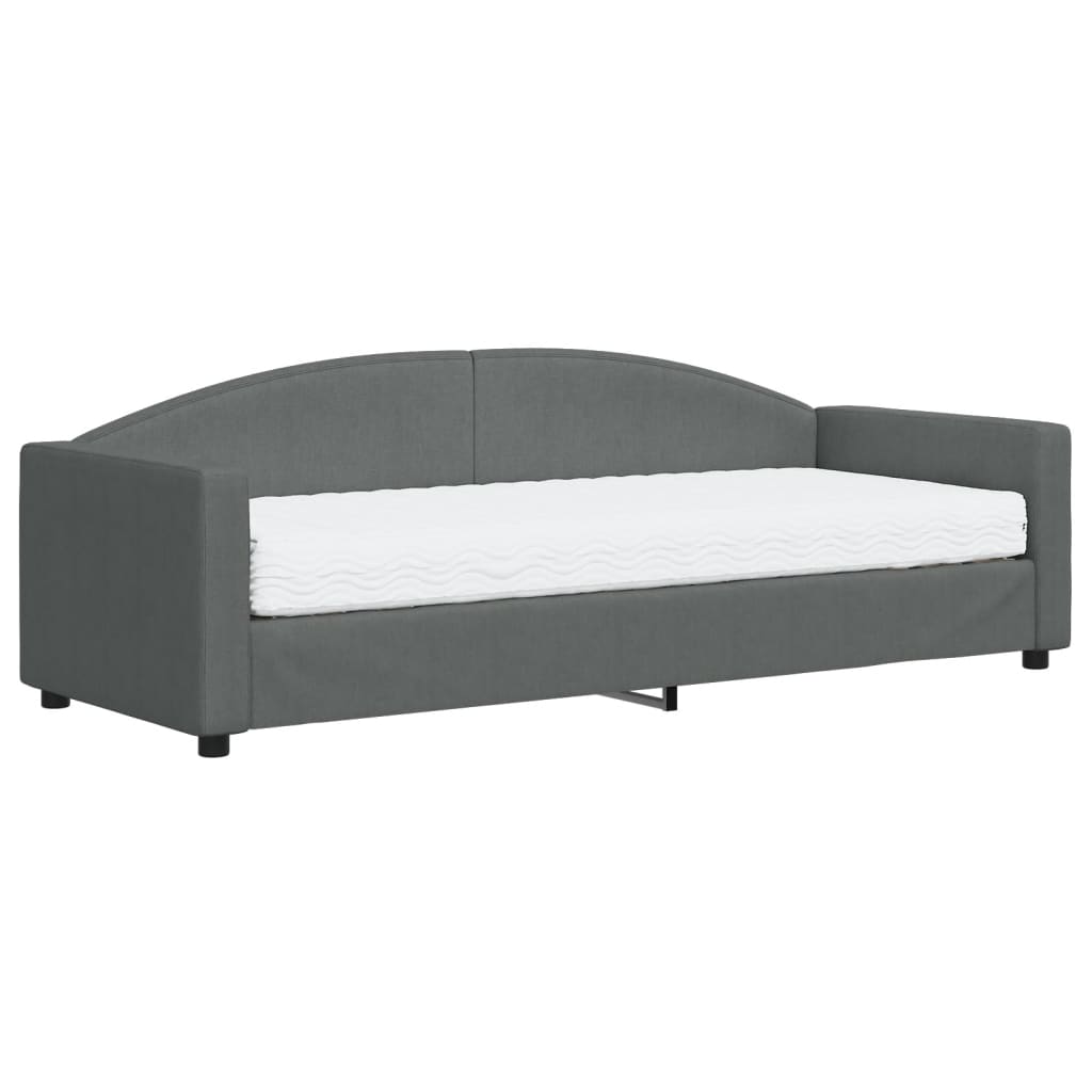 Daybed with mattress dark grey 80x200 cm fabric