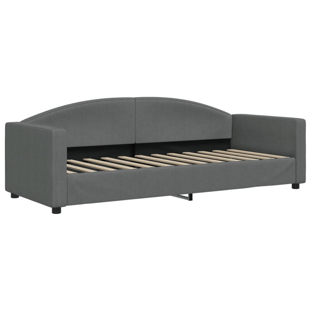 Daybed with mattress dark grey 80x200 cm fabric