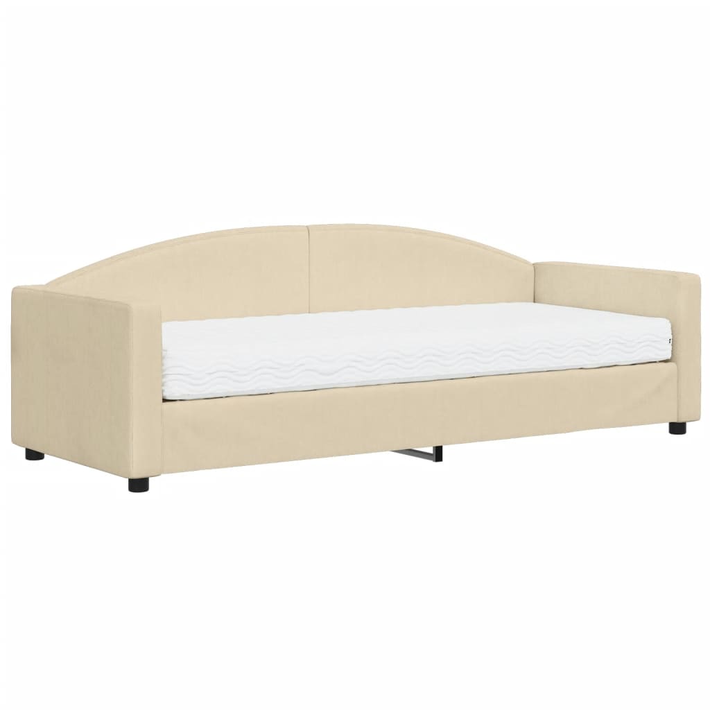 Daybed with mattress cream 80x200 cm fabric