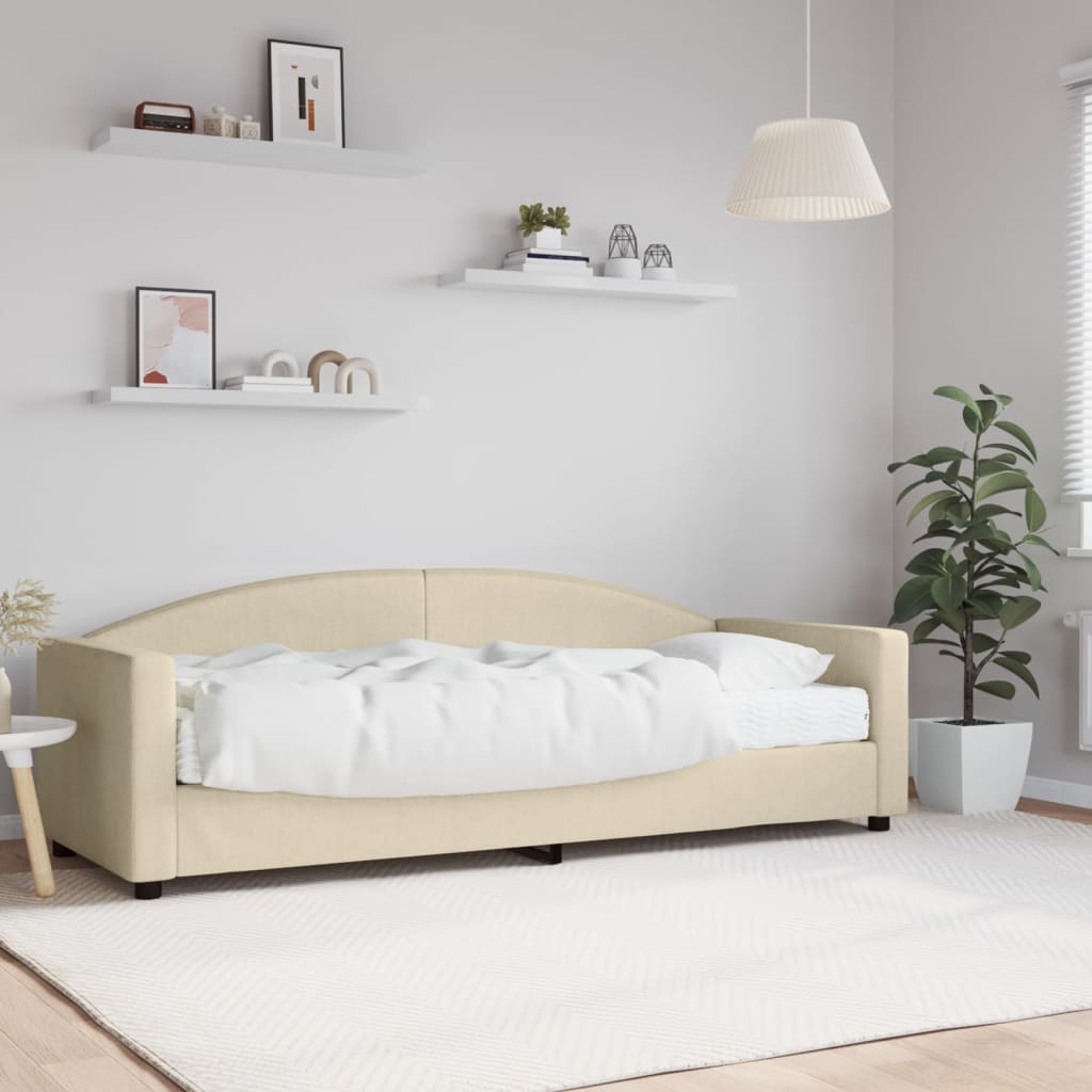 Daybed with mattress cream 80x200 cm fabric