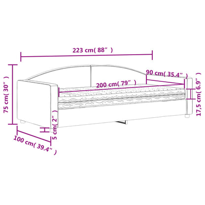 Tagesbett mit Matratze Dunkelgrau 90x200 cm Stoff
