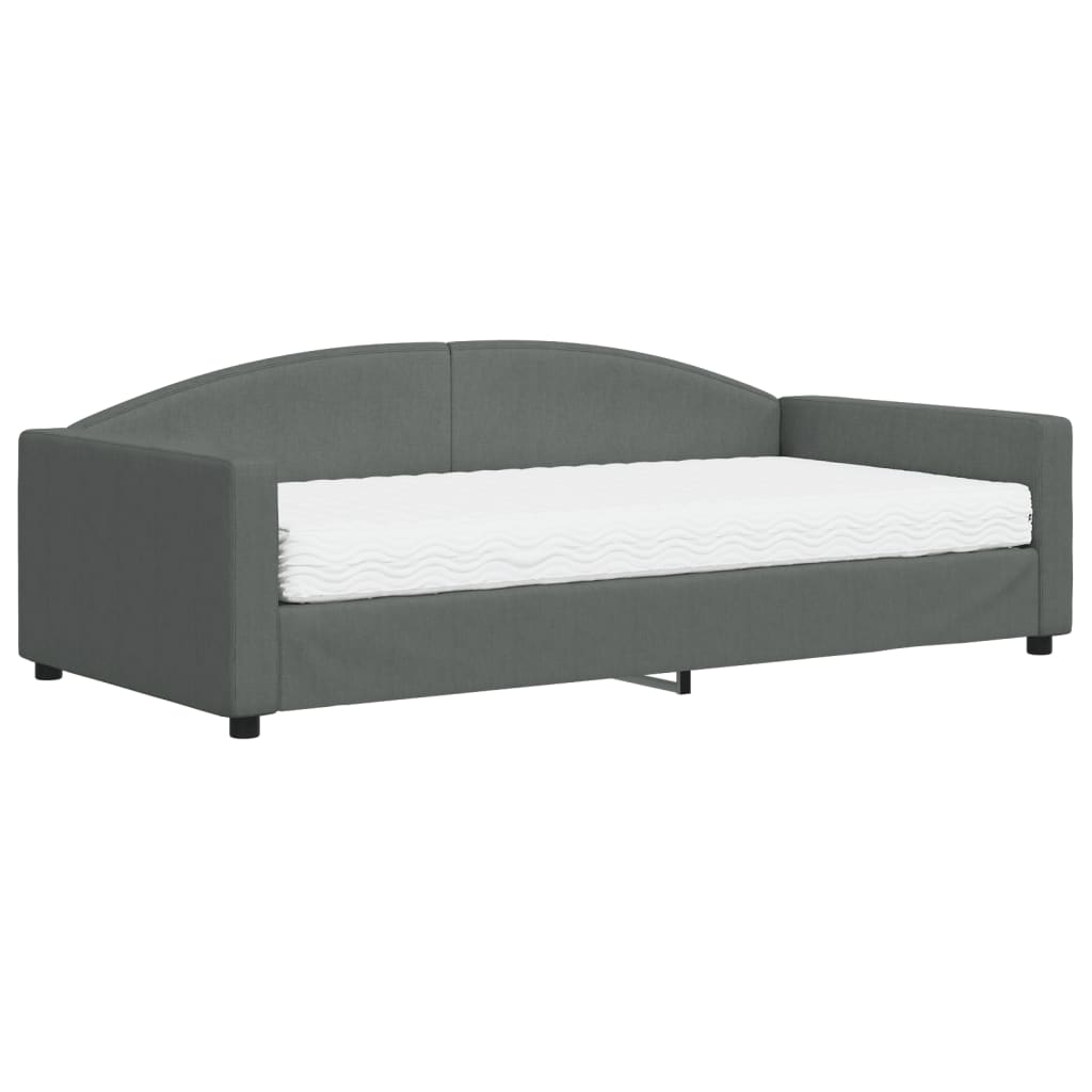 Daybed with mattress dark grey 100x200 cm fabric