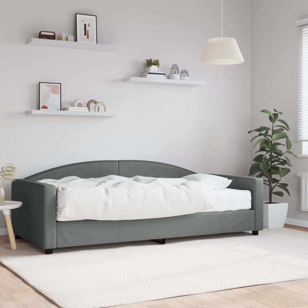 Daybed with mattress dark grey 100x200 cm fabric