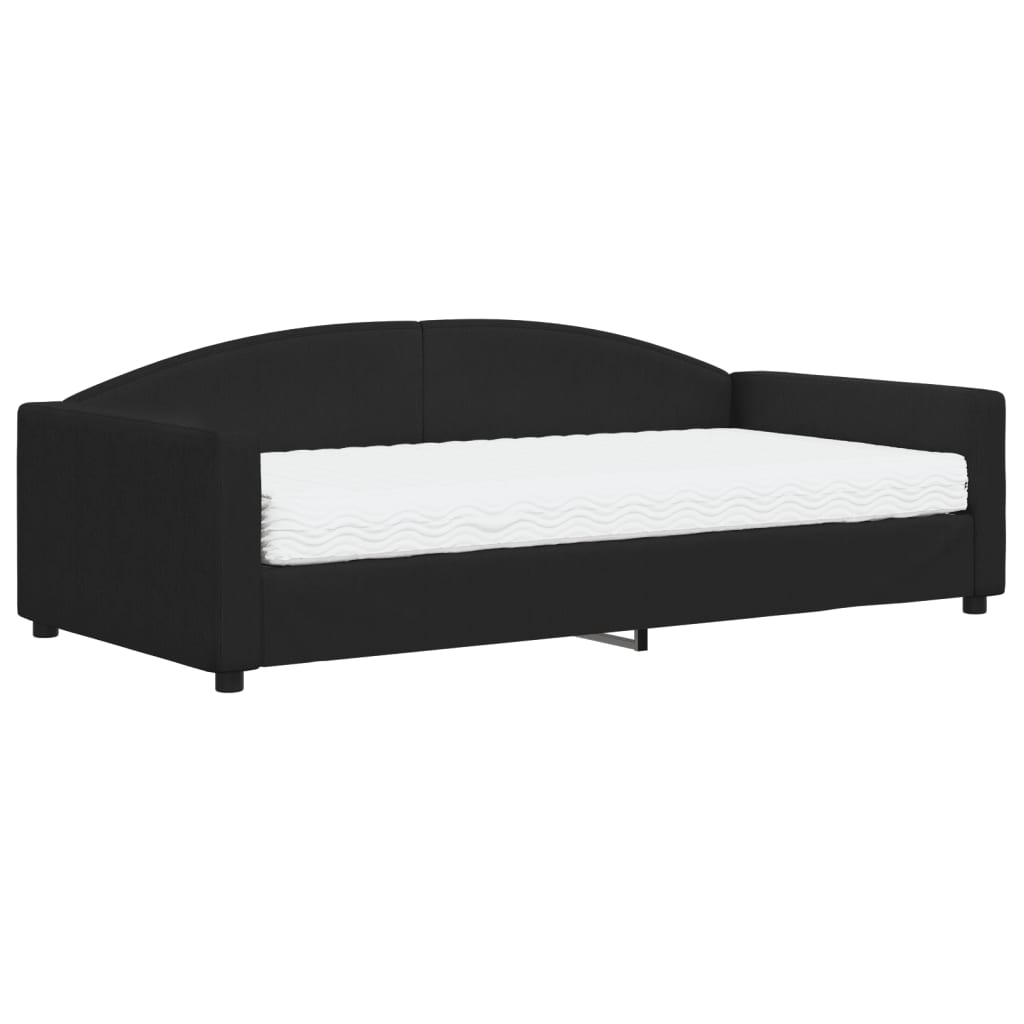 Daybed with mattress black 100x200 cm fabric