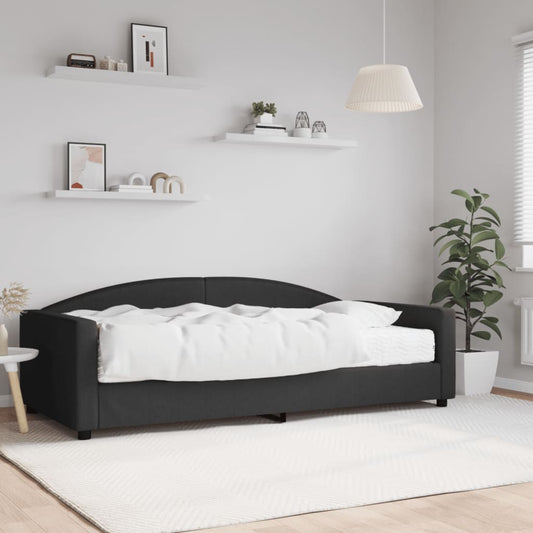 Daybed with mattress black 100x200 cm fabric