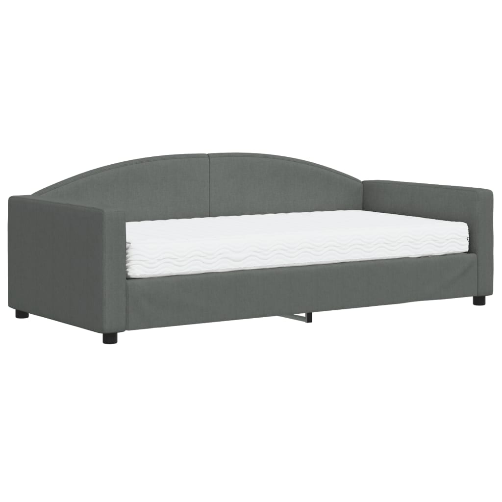 Daybed with mattress dark grey 90x190 cm fabric