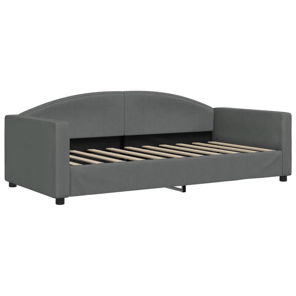 Daybed with mattress dark grey 90x190 cm fabric