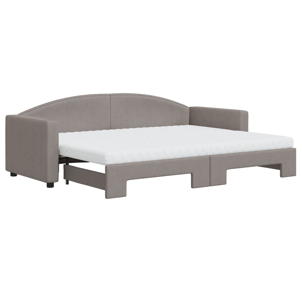 Tagesbett Ausziehbar mit Matratzen Taupe 80x200 cm Stoff