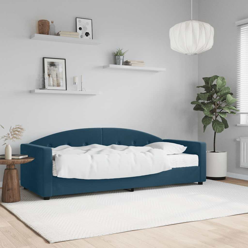 Tagesbett mit Matratze Blau 80x200 cm Samt