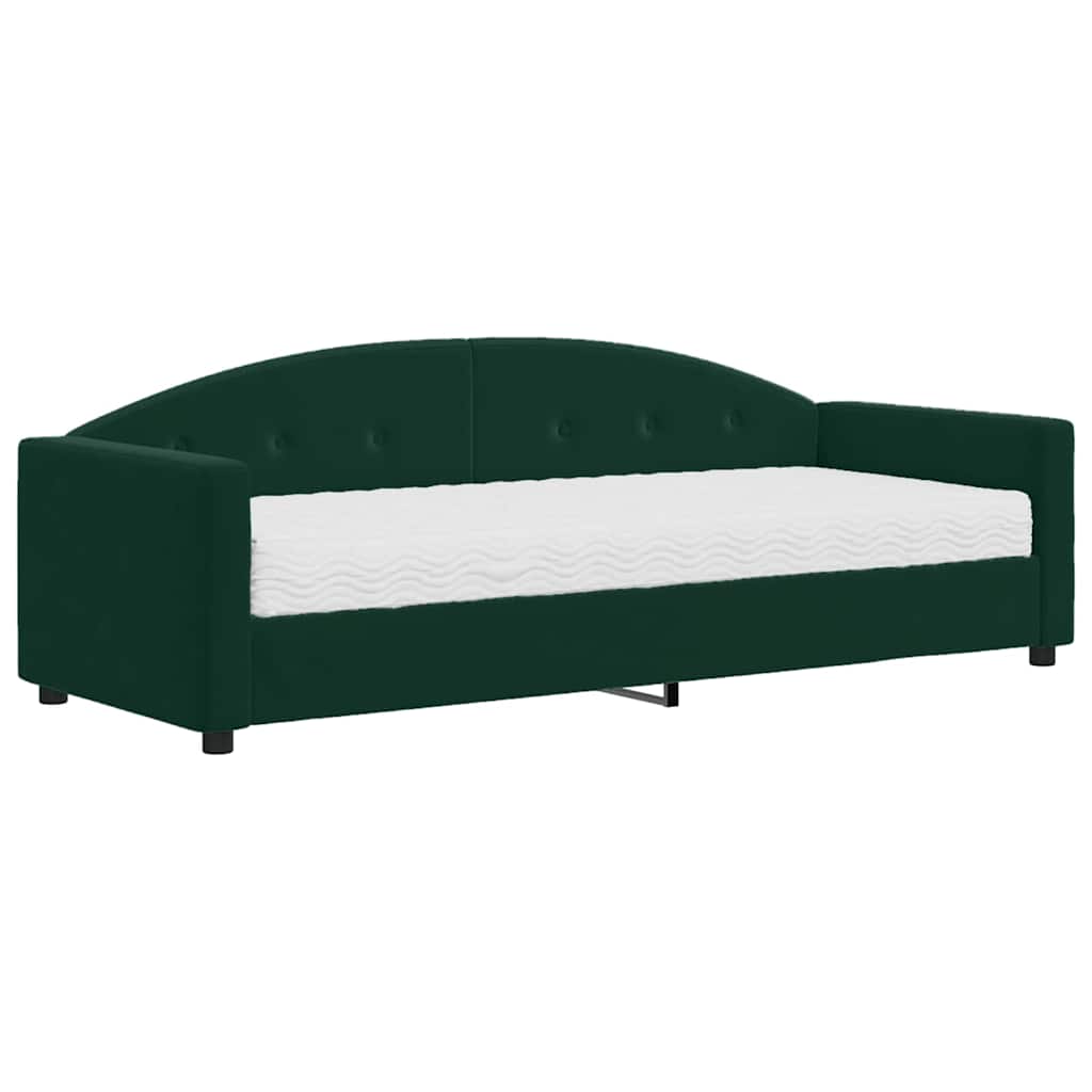 Tagesbett mit Matratze Dunkelgrün 80x200 cm Samt