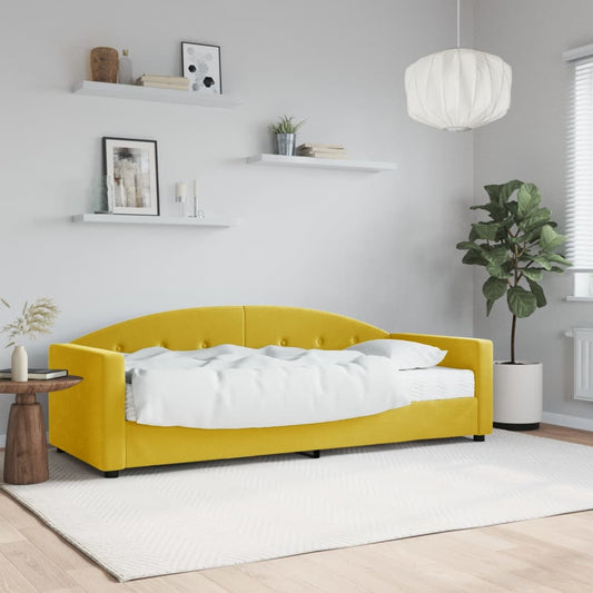 Lit de repos avec matelas en velours jaune 80x200 cm