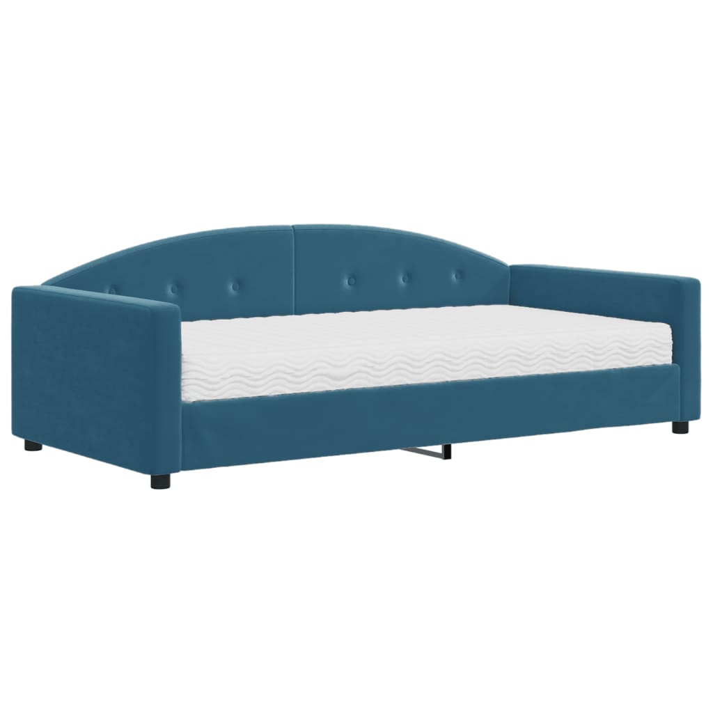 Daybed with mattress blue 100x200 cm velvet