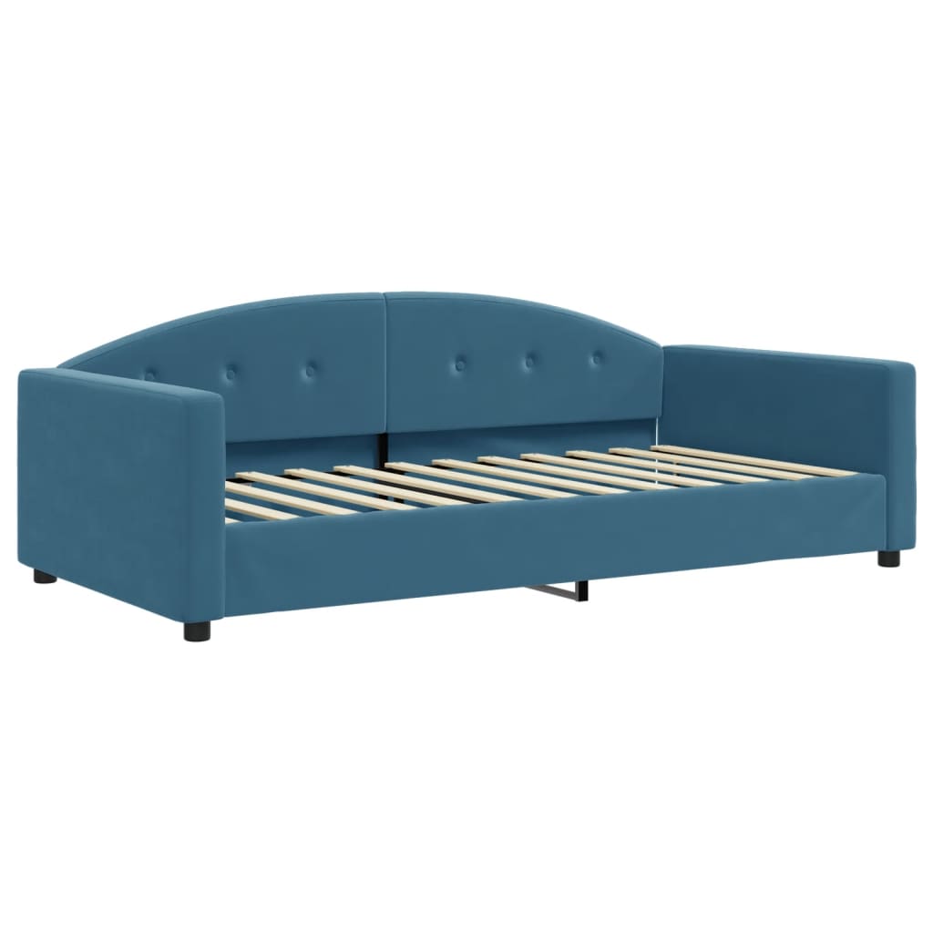 Daybed with mattress blue 100x200 cm velvet
