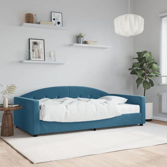 Daybed with mattress blue 100x200 cm velvet