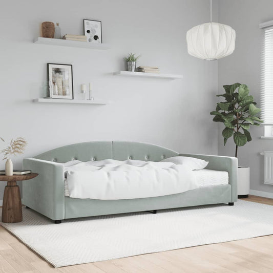 Lit de repos avec matelas gris clair 100x200 cm velours