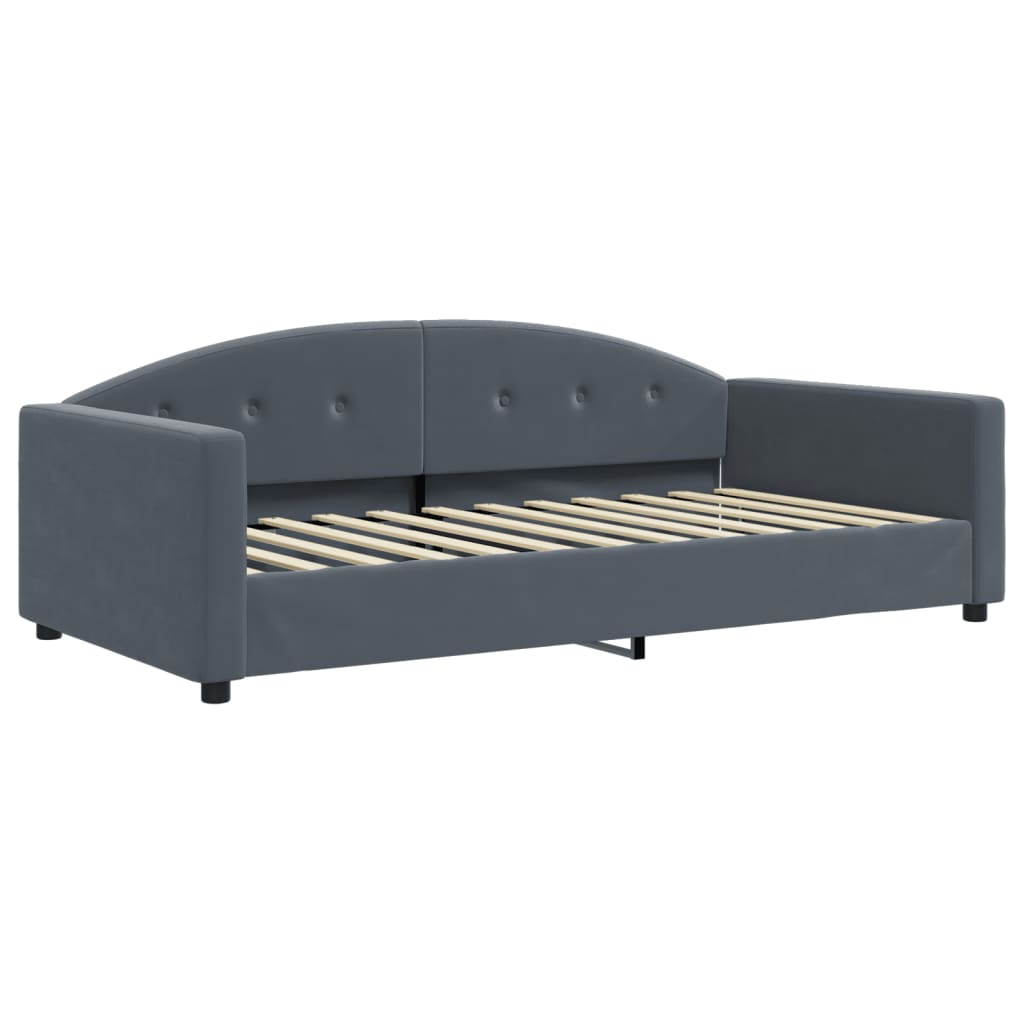 Daybed with mattress dark grey 100x200 cm velvet
