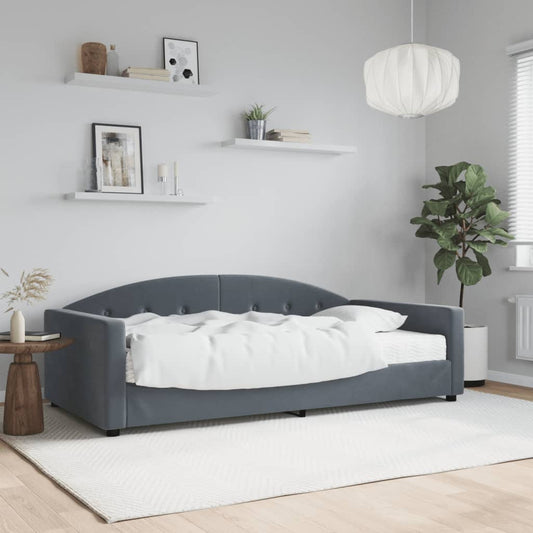 Daybed with mattress dark grey 100x200 cm velvet