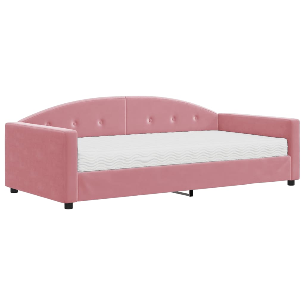 Daybed with mattress pink 100x200 cm velvet
