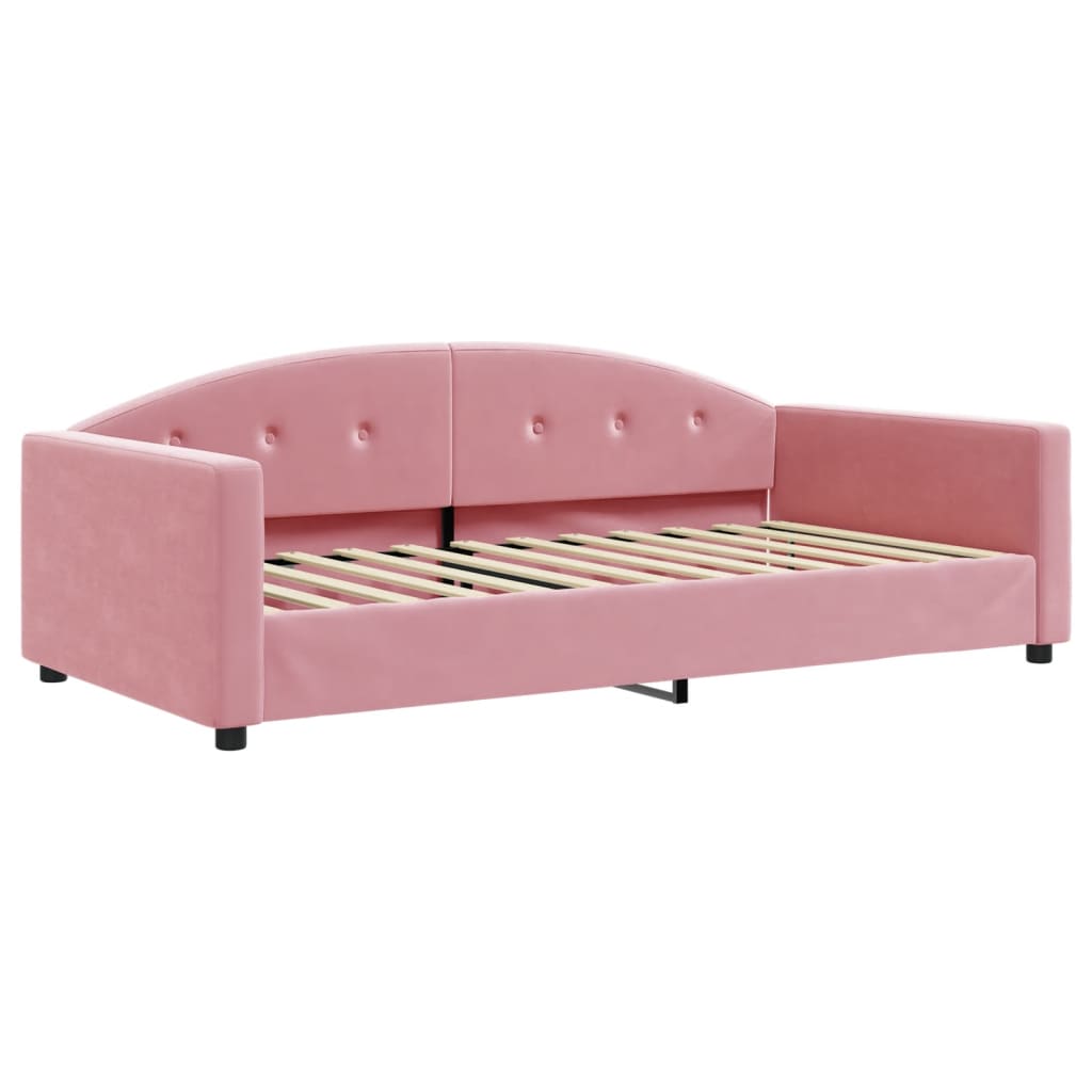 Daybed with mattress pink 100x200 cm velvet
