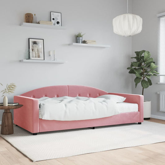 Daybed with mattress pink 100x200 cm velvet