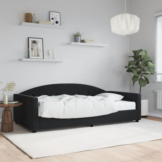 Daybed with mattress black 100x200 cm velvet
