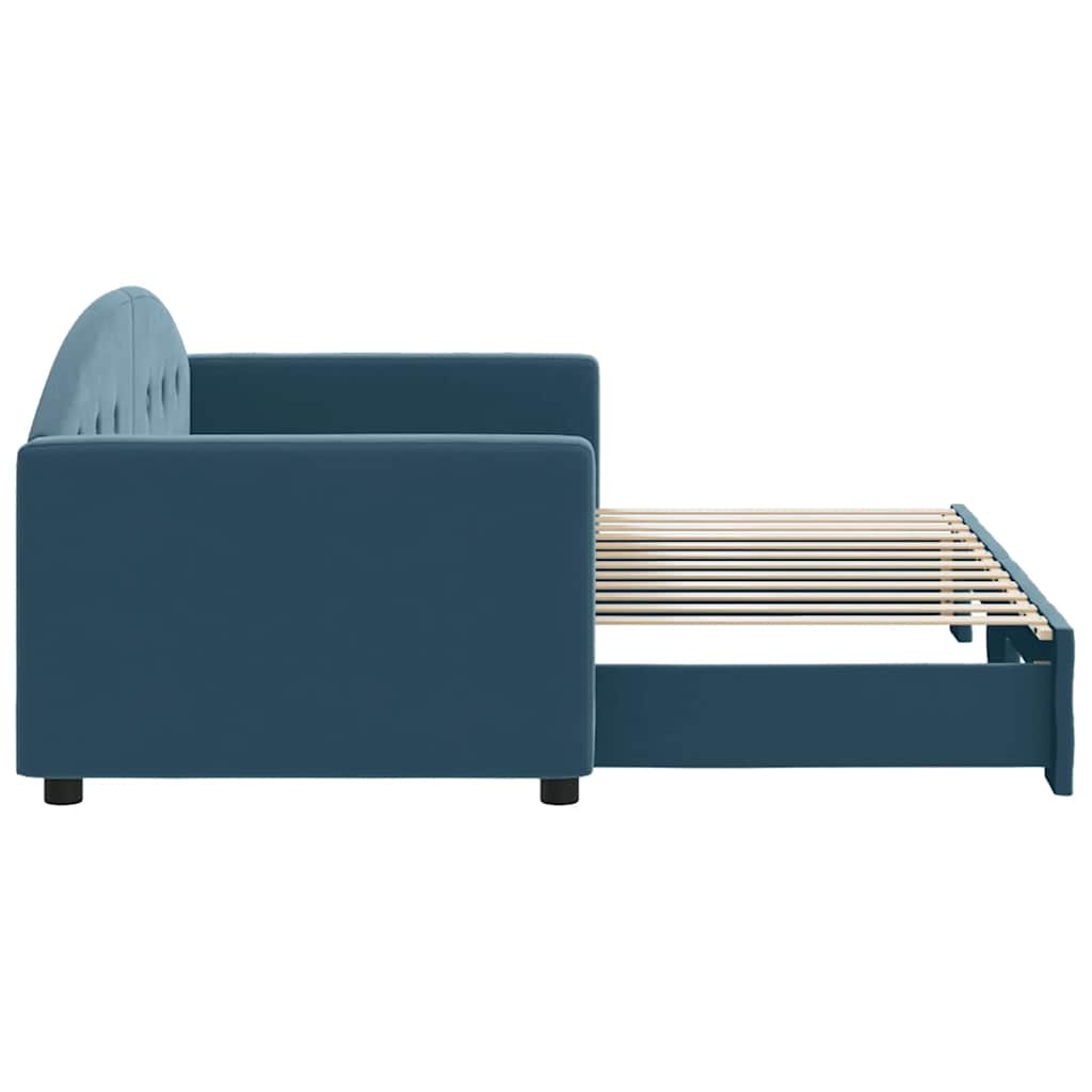 Tagesbett Ausziehbar Blau 80x200 cm Samt