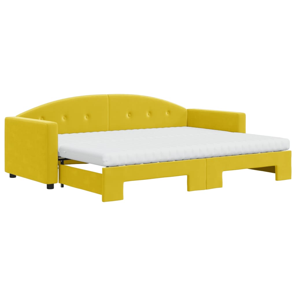 Tagesbett Ausziehbar mit Matratzen Gelb 80x200 cm Samt