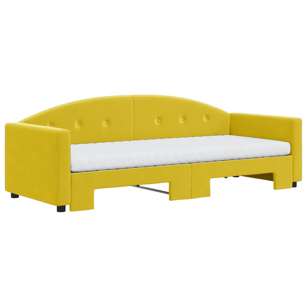 Tagesbett Ausziehbar mit Matratzen Gelb 80x200 cm Samt