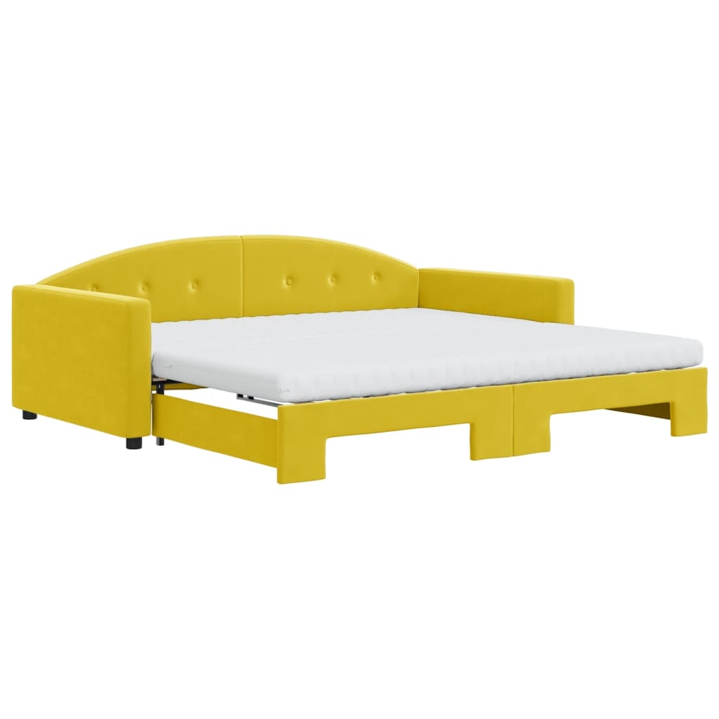 Tagesbett Ausziehbar mit Matratzen Gelb 100x200 cm Samt