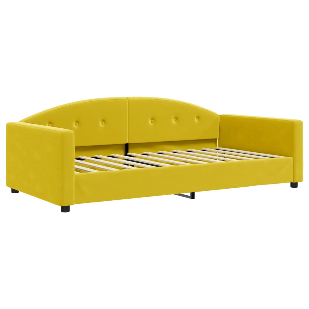 Tagesbett Ausziehbar mit Matratzen Gelb 100x200 cm Samt