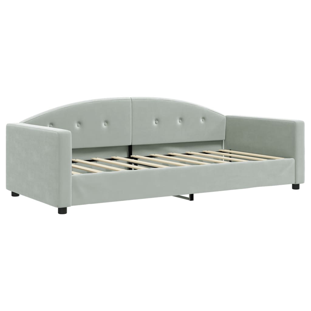 Daybed extendable with mattress light grey 90x190 cm velvet