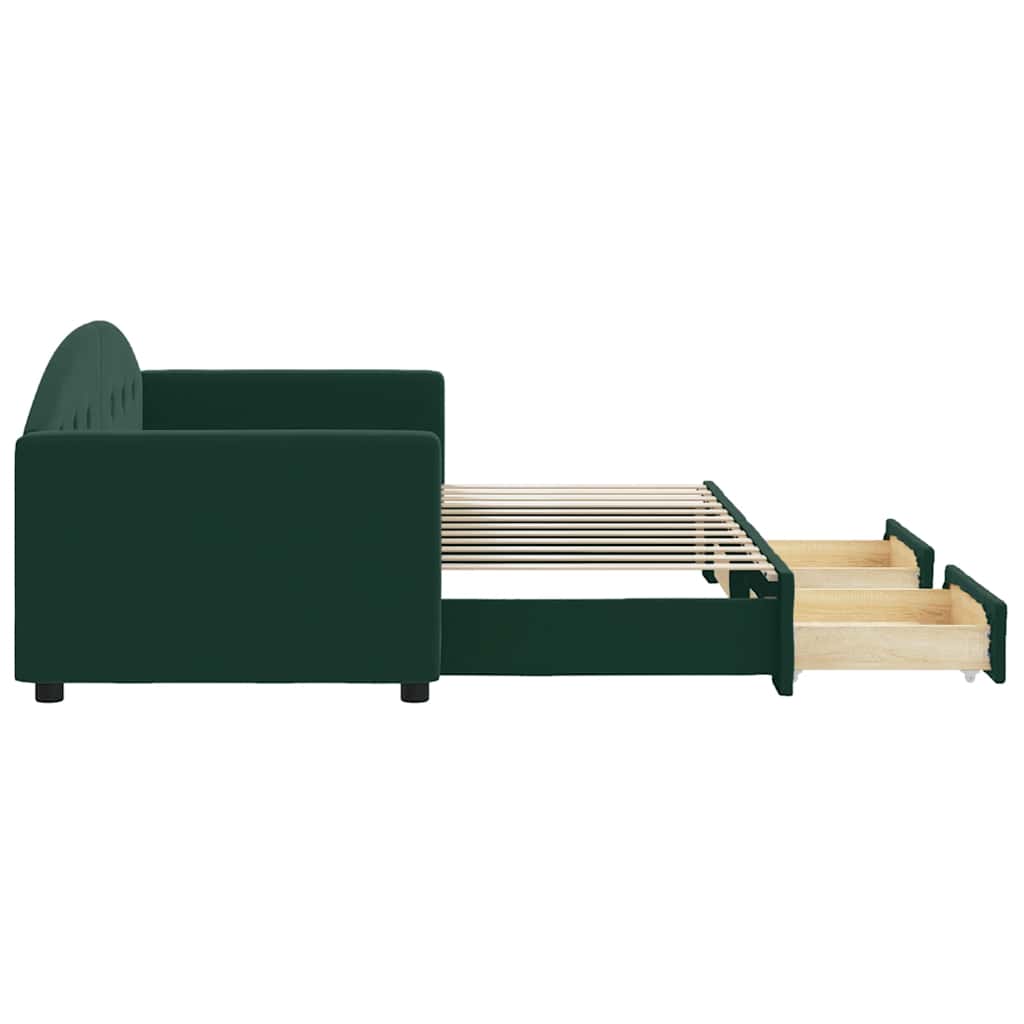 Tagesbett Ausziehbar mit Schubladen Dunkelgrün 80x200 cm Samt
