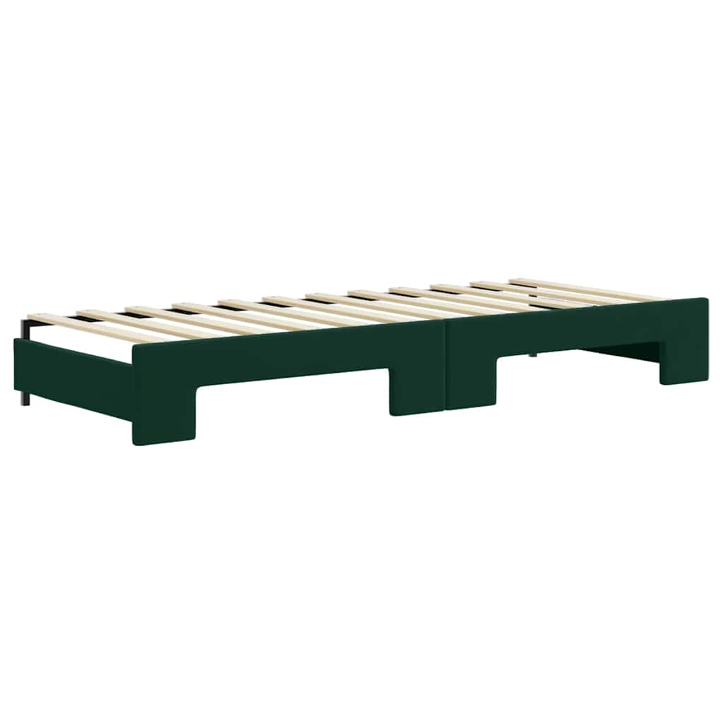 Tagesbett Ausziehbar mit Schubladen Dunkelgrün 80x200 cm Samt
