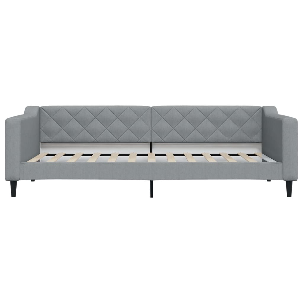 Tagesbett mit Matratze Hellgrau 90x200 cm Stoff