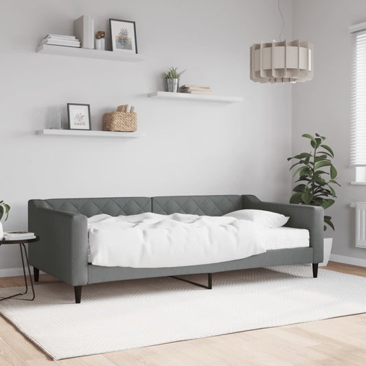 Daybed with mattress dark grey 100x200 cm fabric