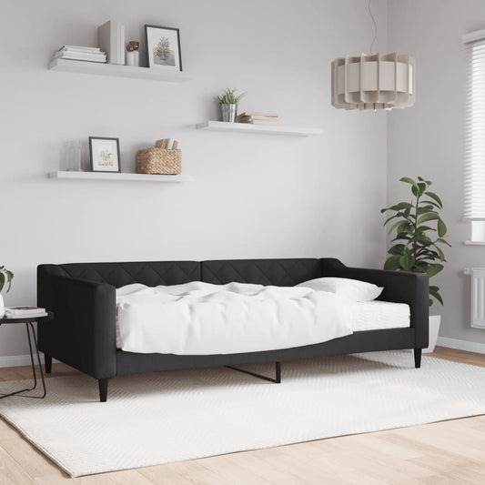 Daybed with mattress black 100x200 cm fabric