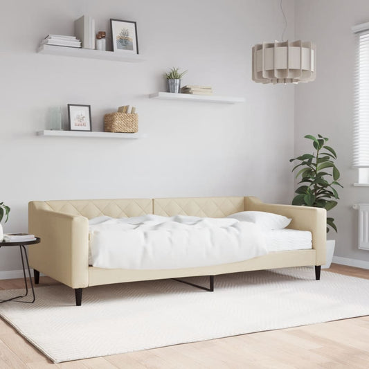 Daybed with mattress cream 100x200 cm fabric