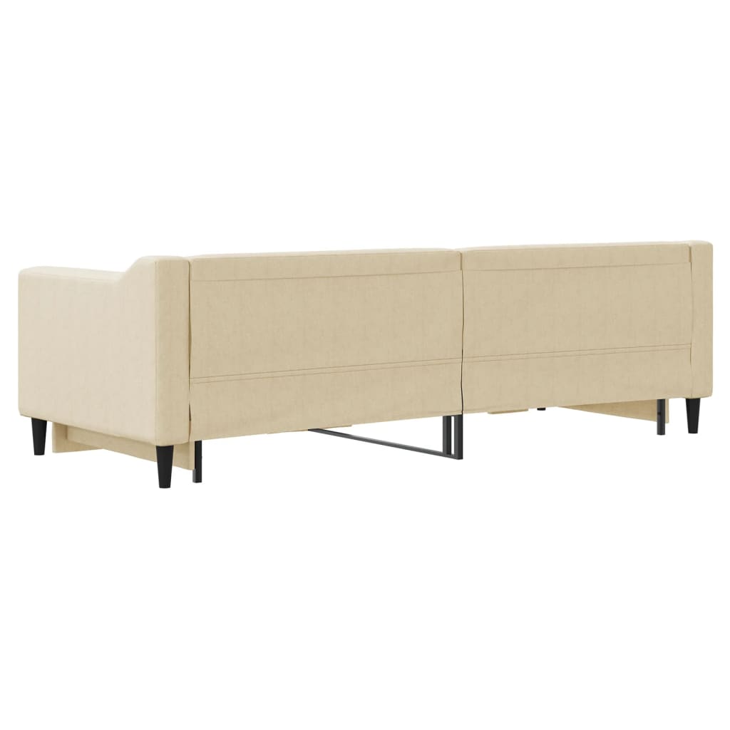 Tagesbett Ausziehbar Creme 80x200 cm Stoff