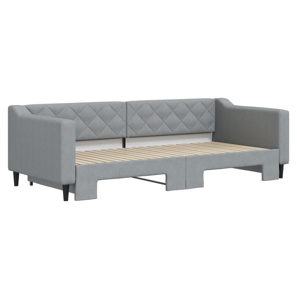 Tagesbett Ausziehbar Hellgrau 90x200 cm Stoff