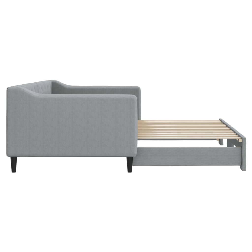 Tagesbett Ausziehbar Hellgrau 90x200 cm Stoff