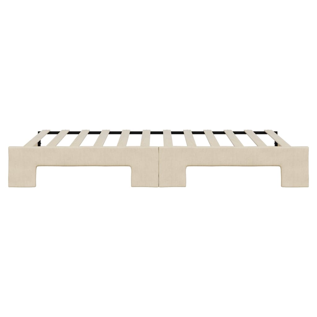 Tagesbett Ausziehbar Creme 100x200 cm Stoff
