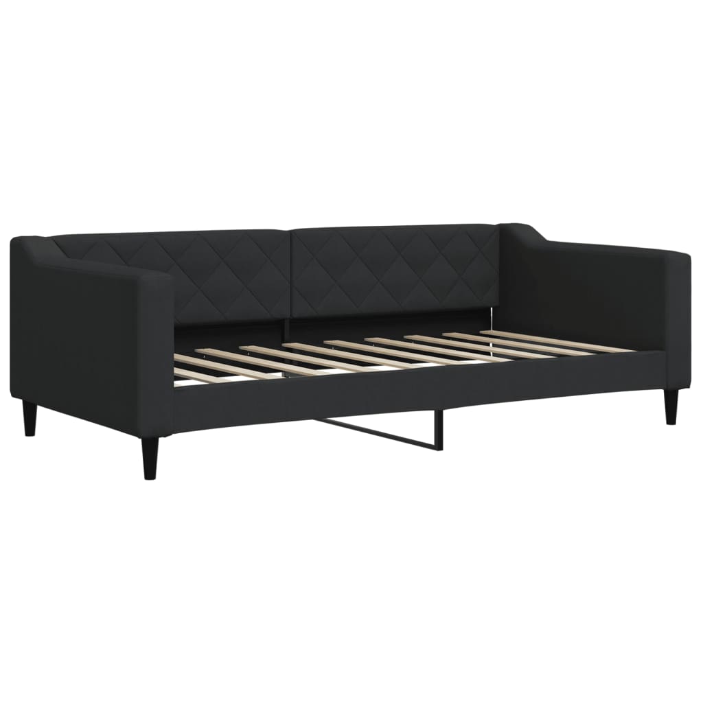 Tagesbett Ausziehbar Schwarz 90x190 cm Stoff