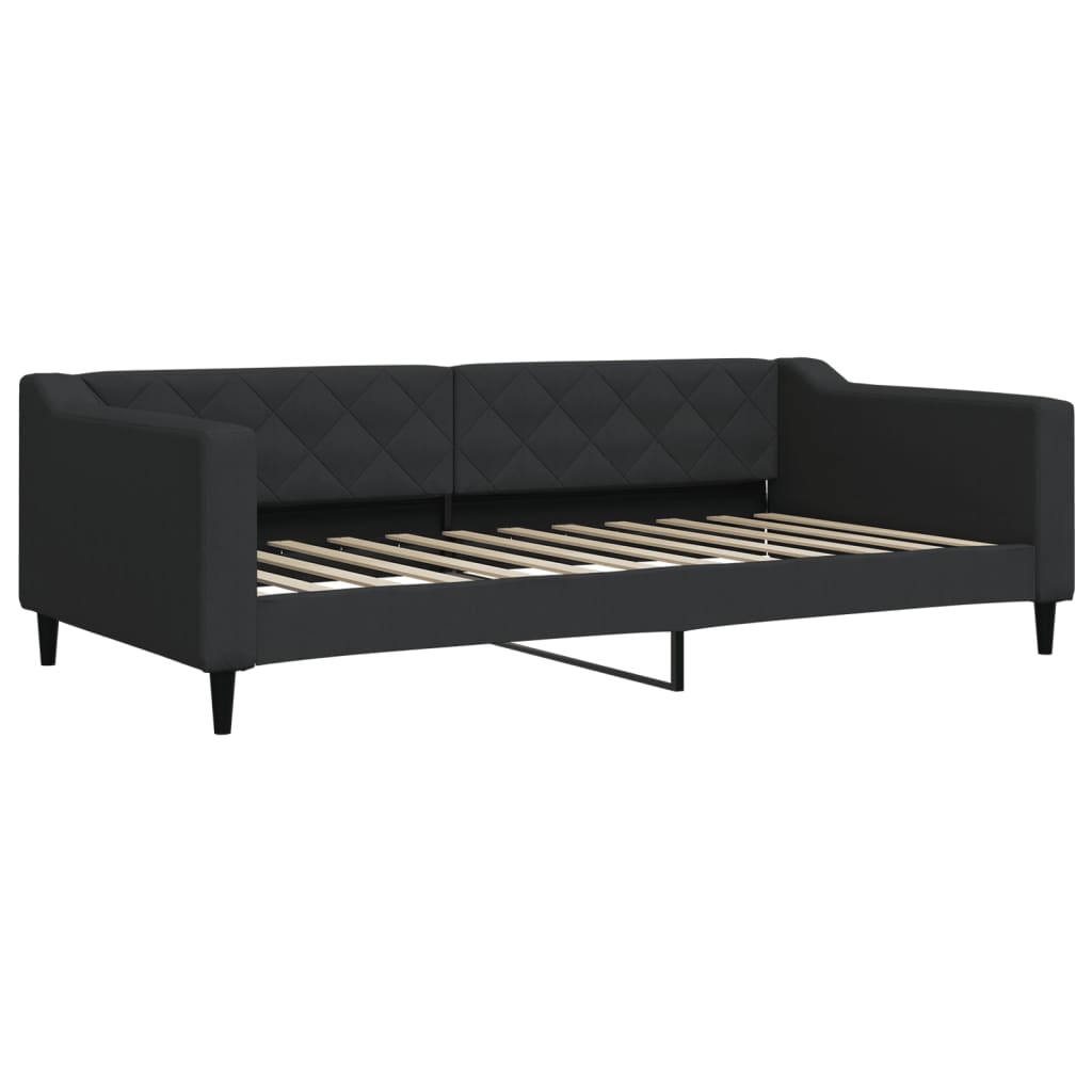 Tagesbett Ausziehbar mit Matratzen Schwarz 100x200 cm Stoff