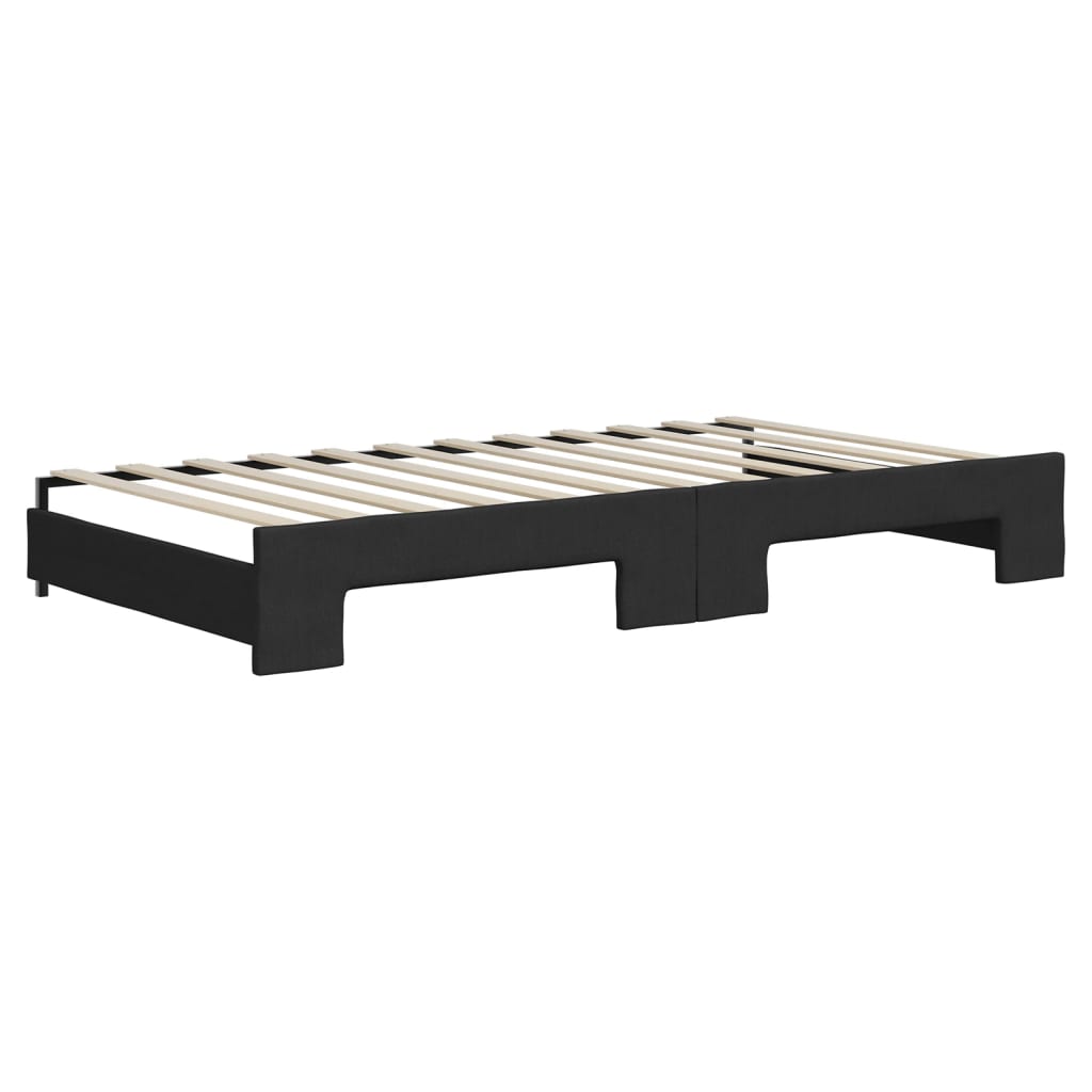 Tagesbett Ausziehbar mit Matratzen Schwarz 100x200 cm Stoff