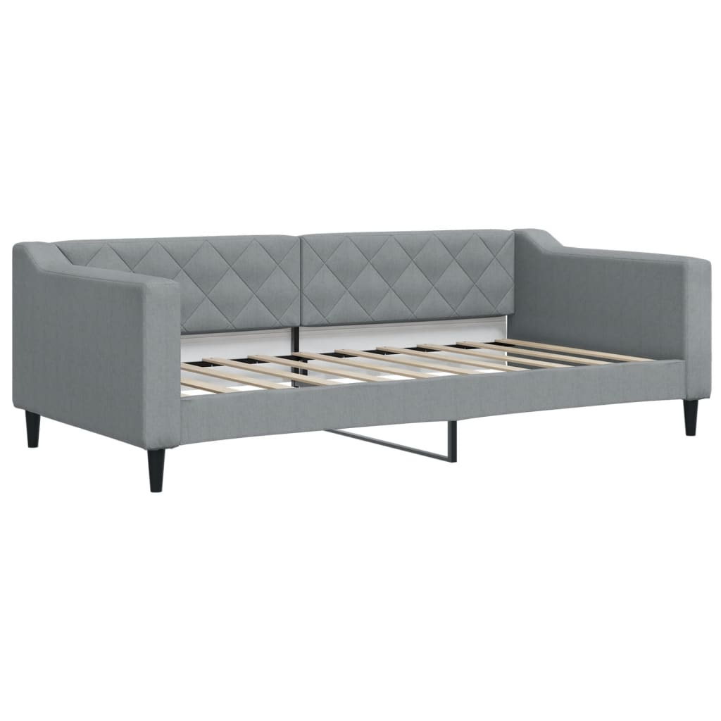 Tagesbett Ausziehbar mit Matratze Hellgrau 90x190 cm Stoff