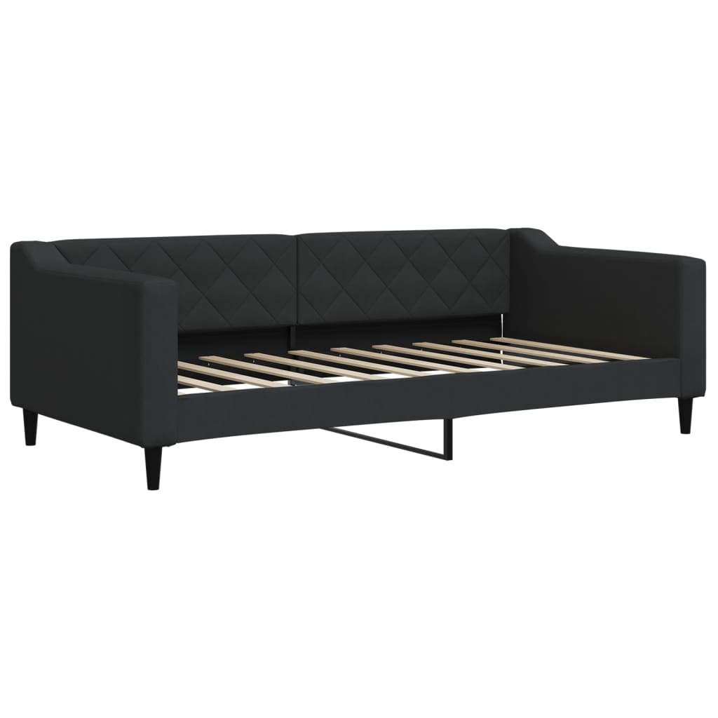 Tagesbett Ausziehbar mit Matratzen Schwarz 90x190 cm Stoff