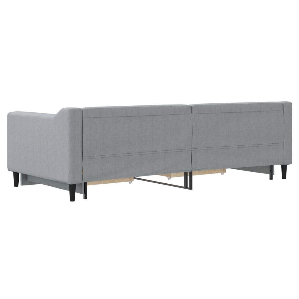Tagesbett Ausziehbar mit Schubladen Hellgrau 90x200 cm Stoff
