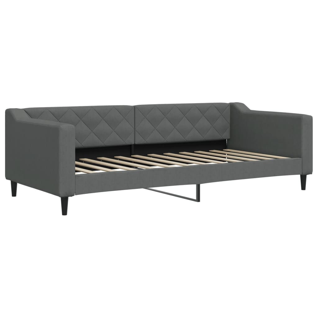 Tagesbett Ausziehbar mit Schubladen Dunkelgrau 90x200 cm Stoff