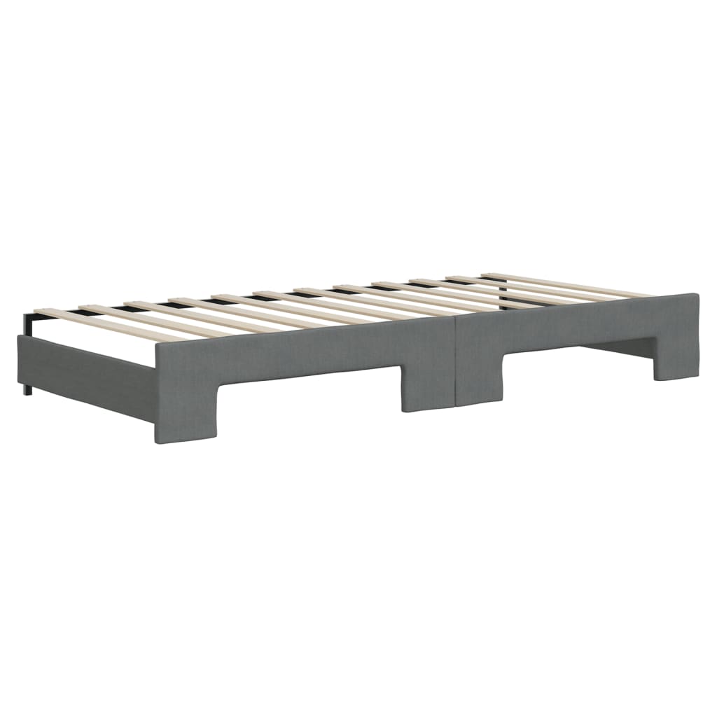 Tagesbett Ausziehbar mit Schubladen Dunkelgrau 90x200 cm Stoff